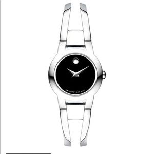 Movado Amorosa Black Museum Dial Steel Bracelet Ladies Watch - Used